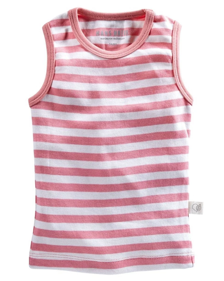 Baby und Kinder Unterhemd Bio-Baumwolle rosa-off white Gr.98/104