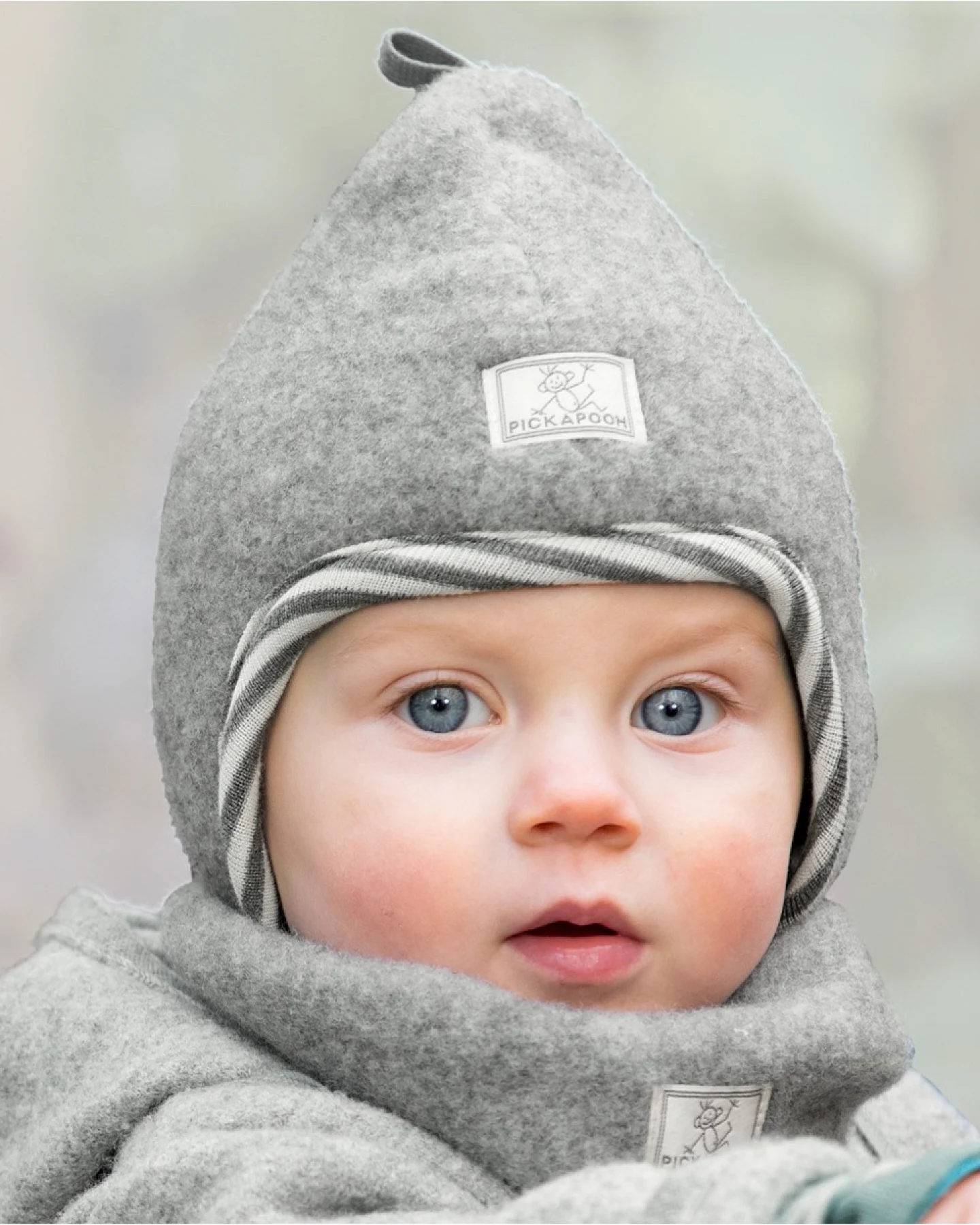 Pickapooh Kinder Mütze Bio-Merinowolle Fleece grau Gr.52 – Ansicht 2