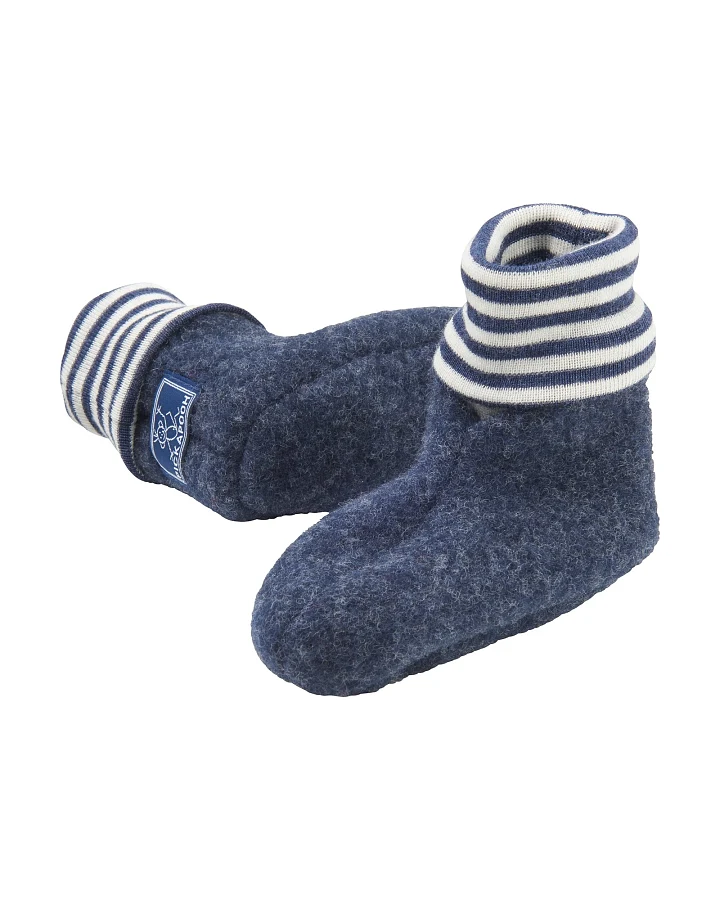 Pickapooh Babyschuhe Krabbelschuhe Bio-Schurwoll-Fleece marine Gr.1 (0-3 Monate)
