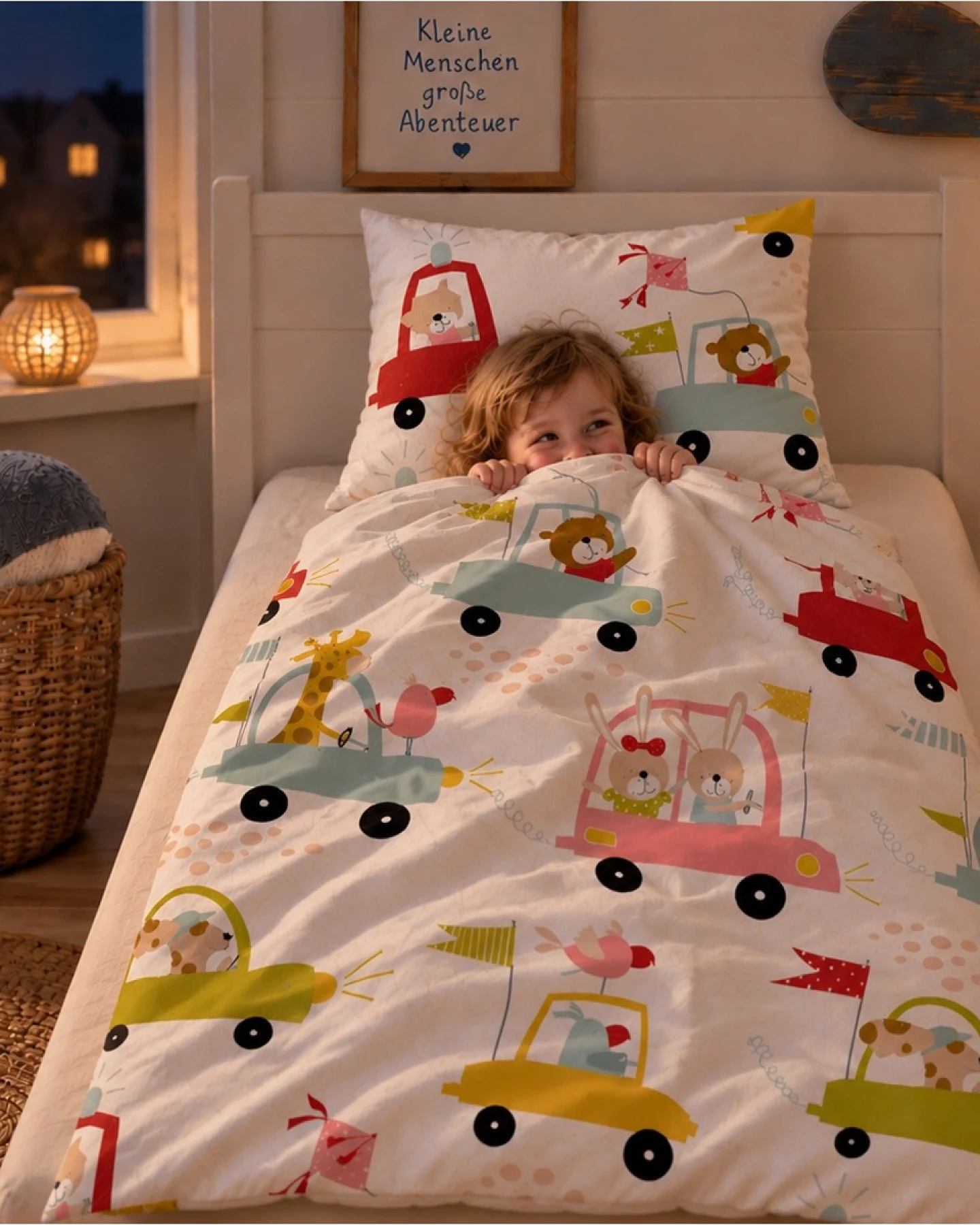 Kinderbettwäsche Bio-Baumwolle Autos Bettbezug 100 x 135 cm, Kissen 40 x 60 cm – Ansicht 2