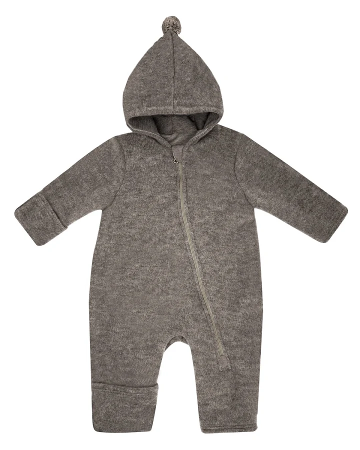 Baby Overall, Wollfleece braunmeliert Gr. 50/56