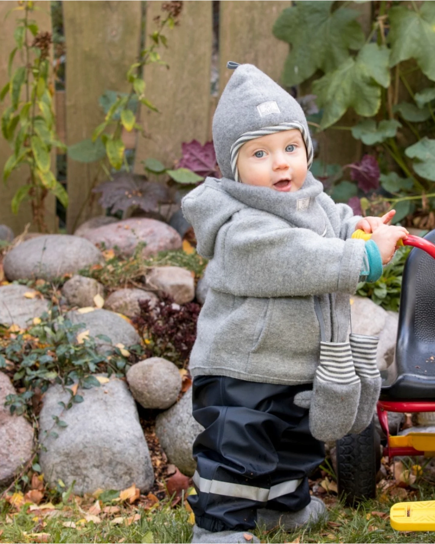 Pickapooh Baby und Kinder Dreieckstuch Bio-Merinowolle grau Gr.2 – Ansicht 2