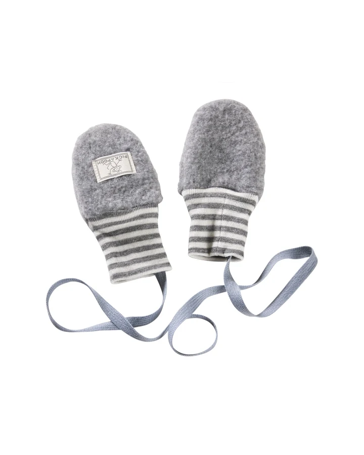 Pickapooh Baby und Kinder Fäustlinge Bio-Merinowolle Fleece grau Gr.1 (bis 9 Monate)