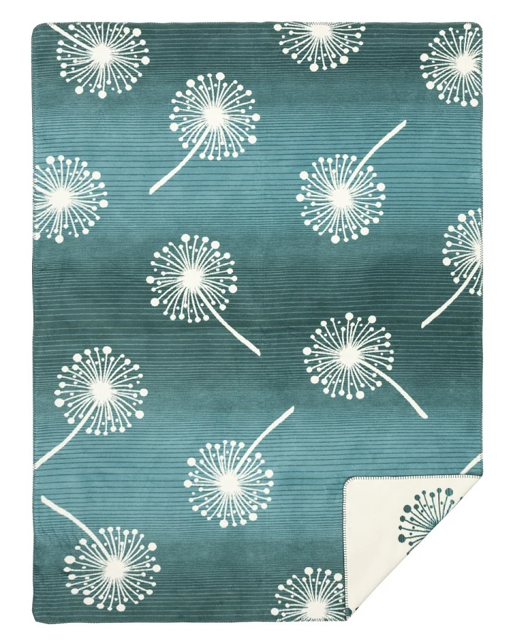 Jacquard-Wohndecke Pusteblume petrol ca. 150x200 cm, ca. 450g/m²