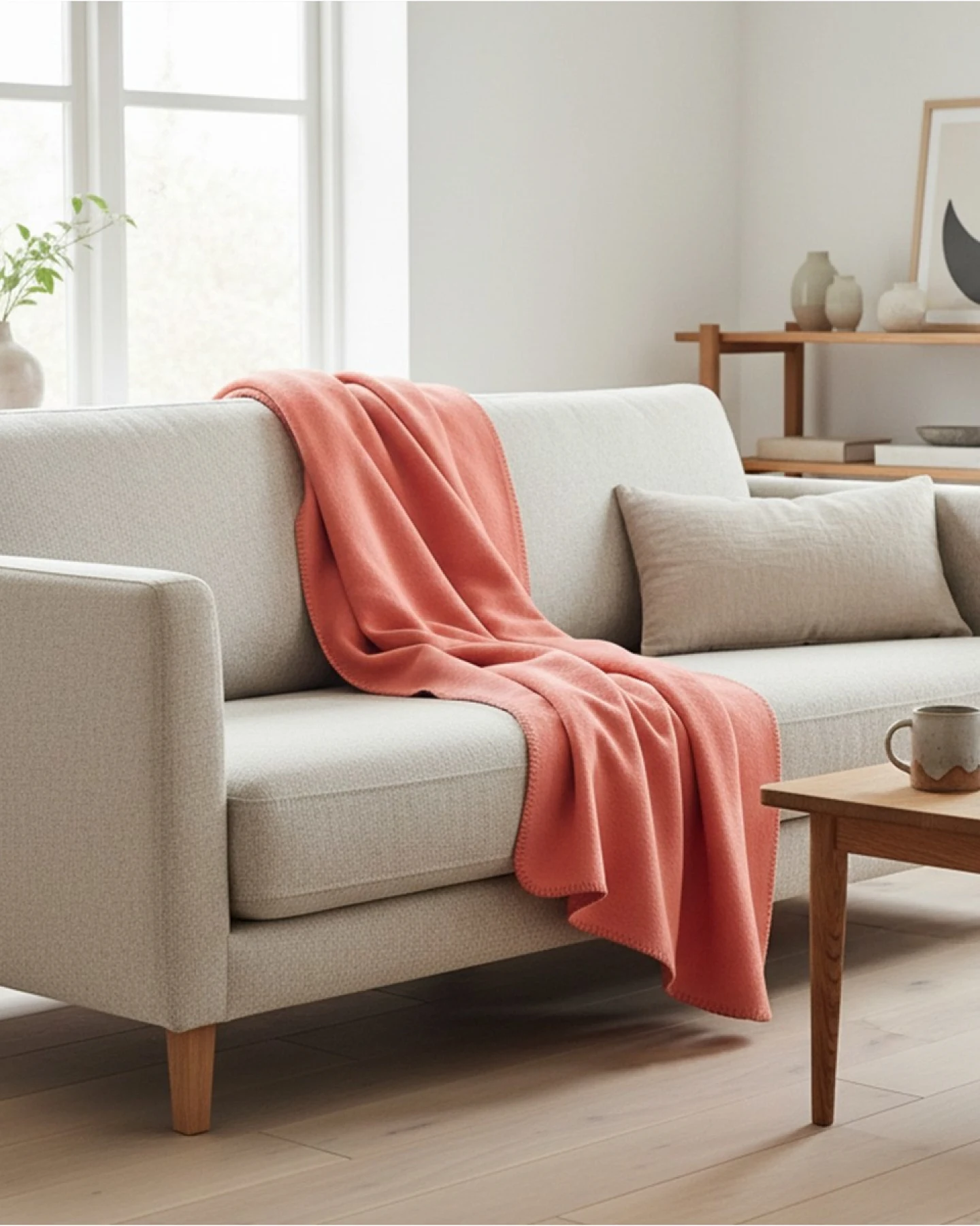Jacquard-Wohndecke Cádiz coral ca. 150x200 cm, ca. 320g/m² – Ansicht 2