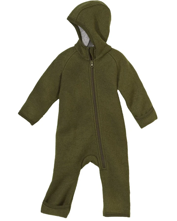 Disana Baby Walk-Overall mit Zipper Bio-Merinowolle oliv Gr.62/68