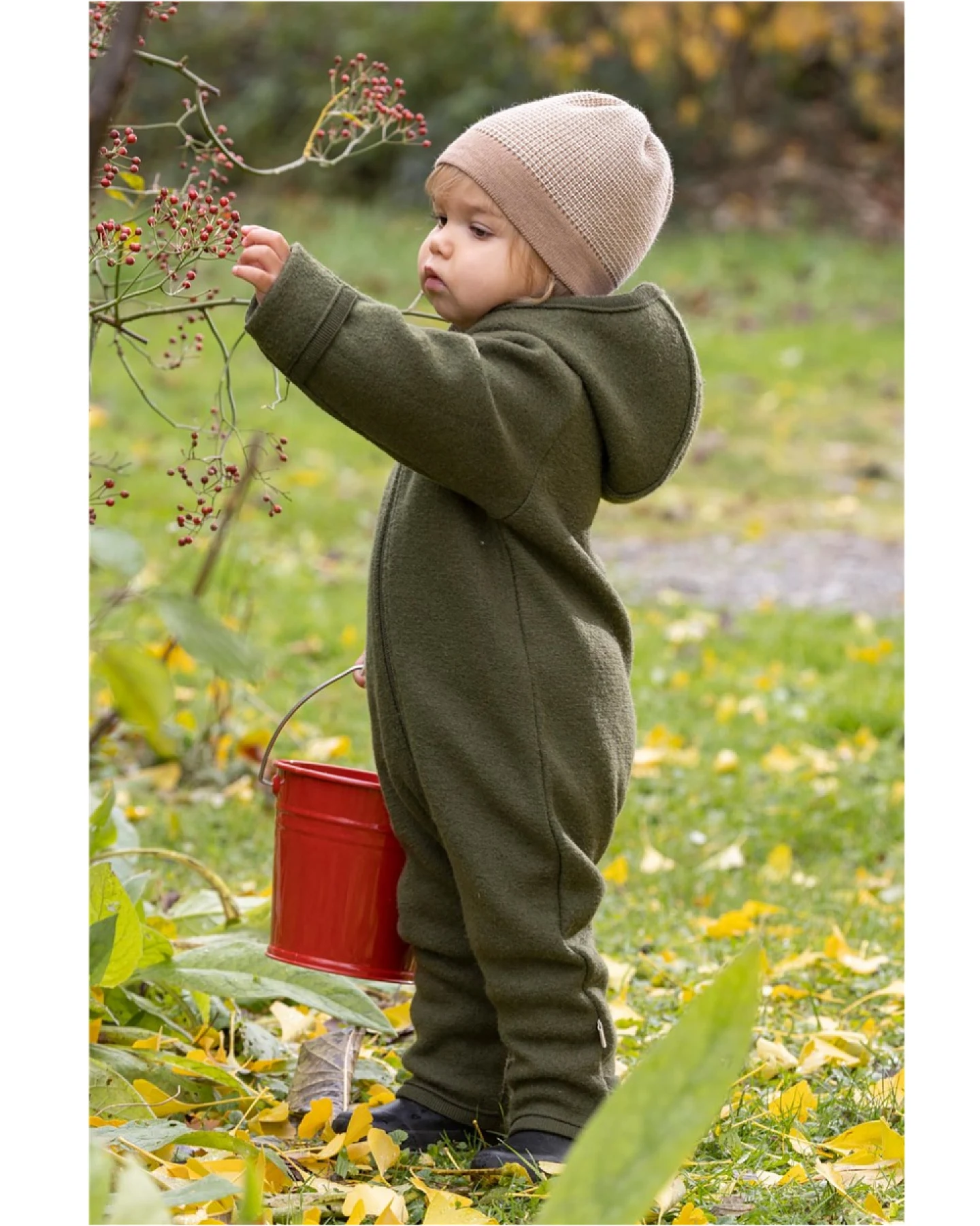 Disana Baby Walk-Overall mit Zipper Bio-Merinowolle oliv Gr.62/68 – Ansicht 2
