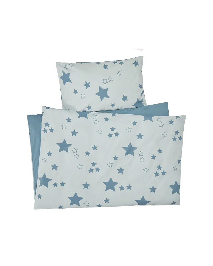 Kinderbettwäsche Bio-Baumwolle Stern Mint Bettbezug 100 x 135 cm, Kissen 40 x 60 cm