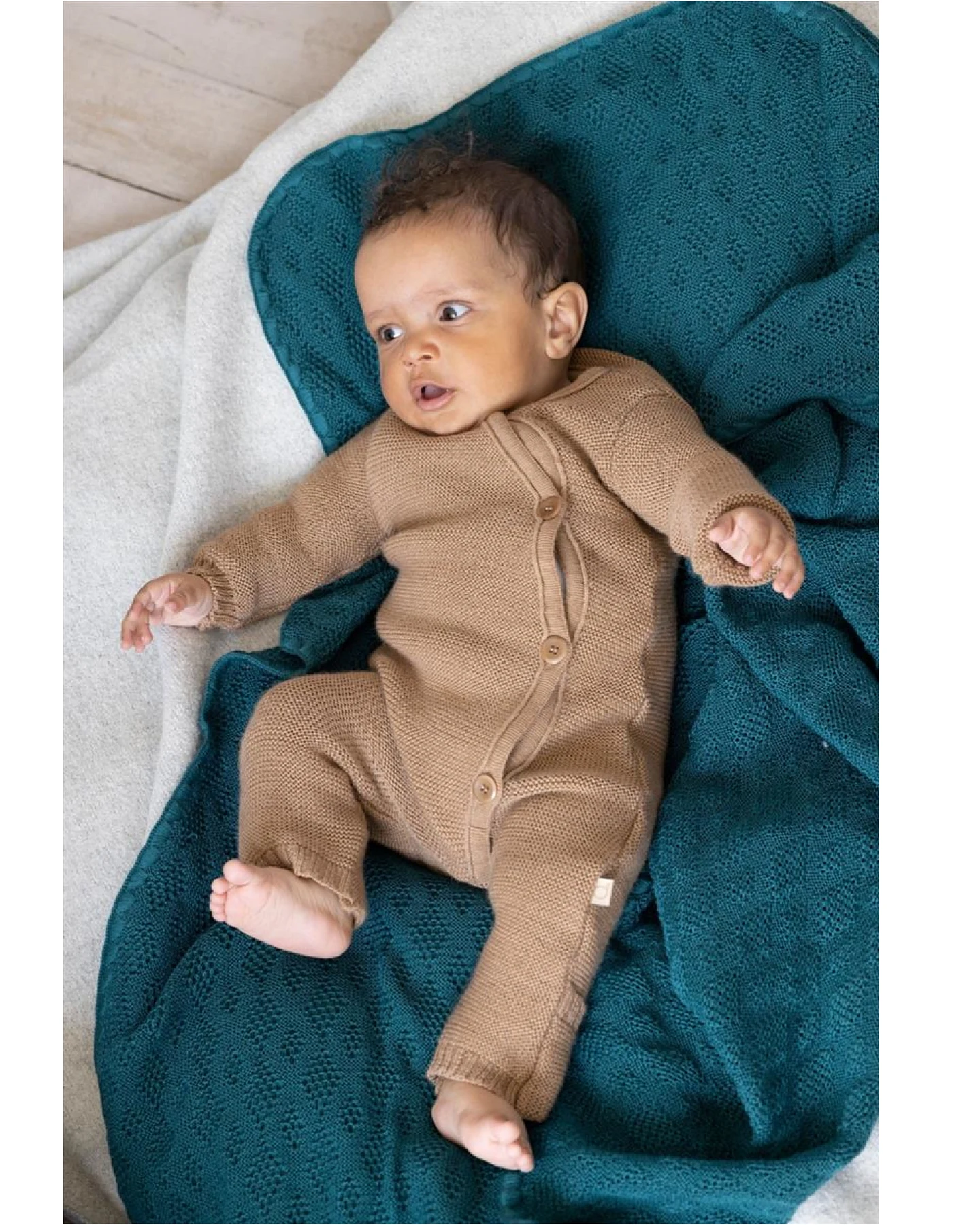 Disana Baby Overall Bio-Merinowolle Strick Qualität karamell Gr. 62/68 – Ansicht 2