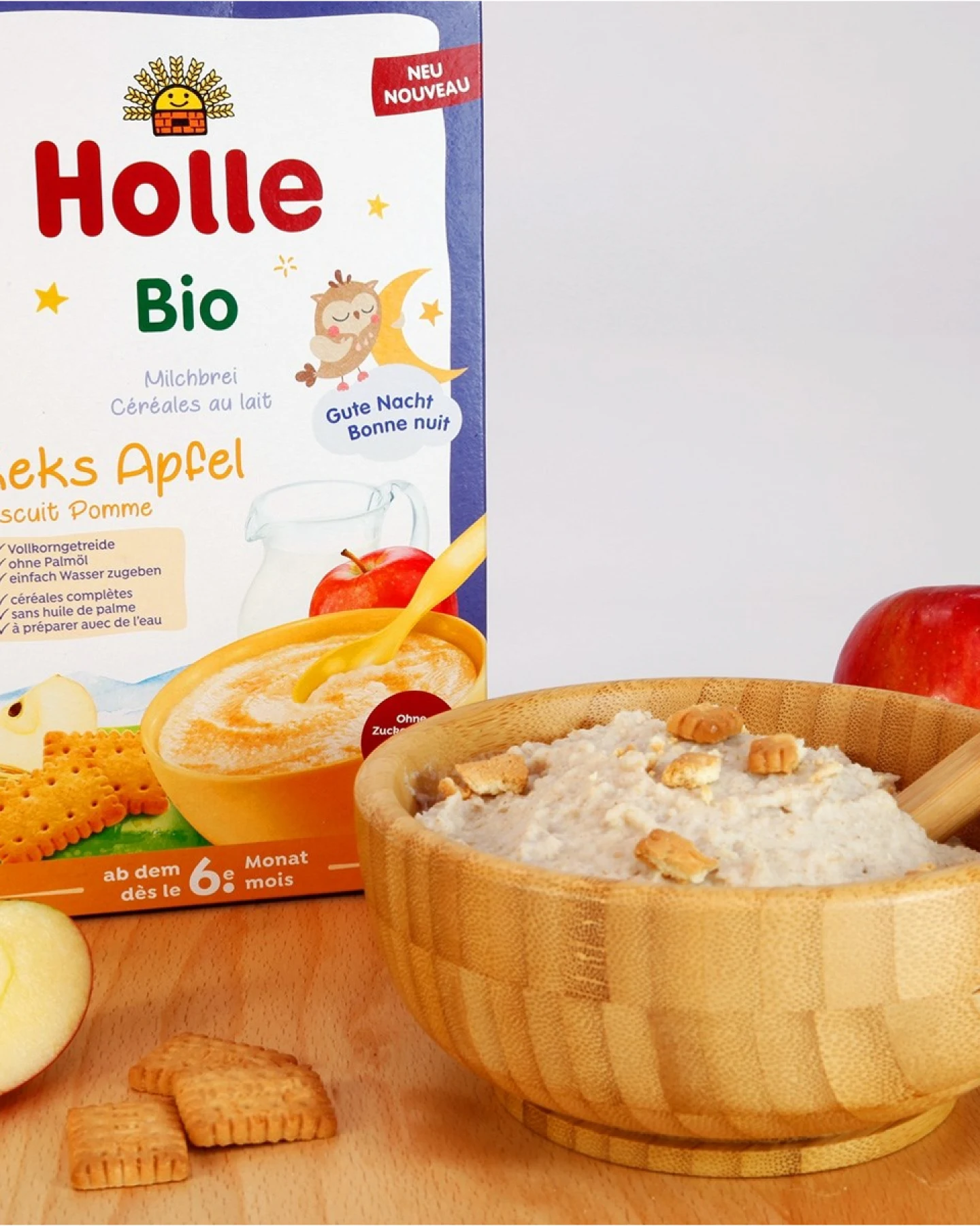 Holle Bio-Babybrei Milchbrei Keks-Apfel 250 g ab dem 6. Monat – Ansicht 2