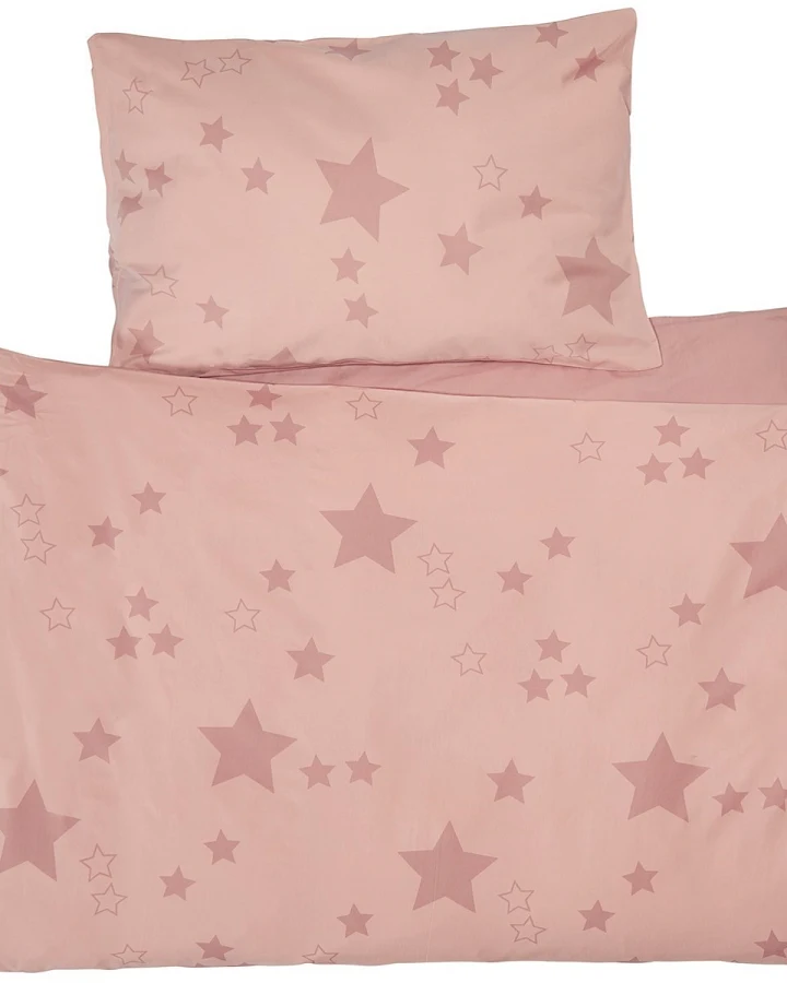 Kinderbettwäsche Bio-Baumwolle Stern Rosa Bettbezug 100 x 135 cm, Kissen 40 x 60 cm