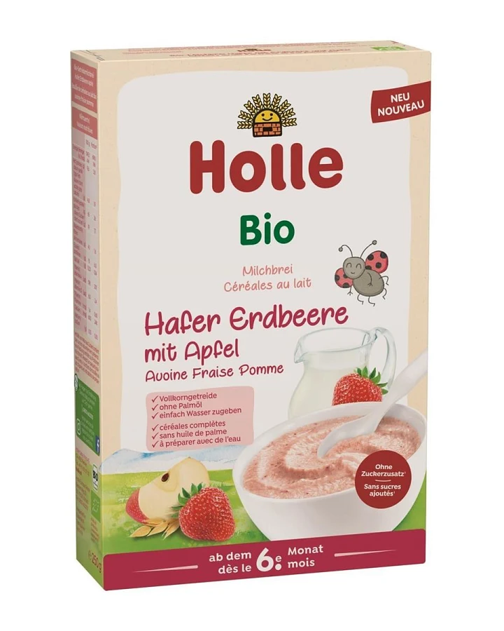 Holle Bio-Babybrei Milchbrei Hafer-Erdbeere-Apfel 250 g ab dem 6. Monat