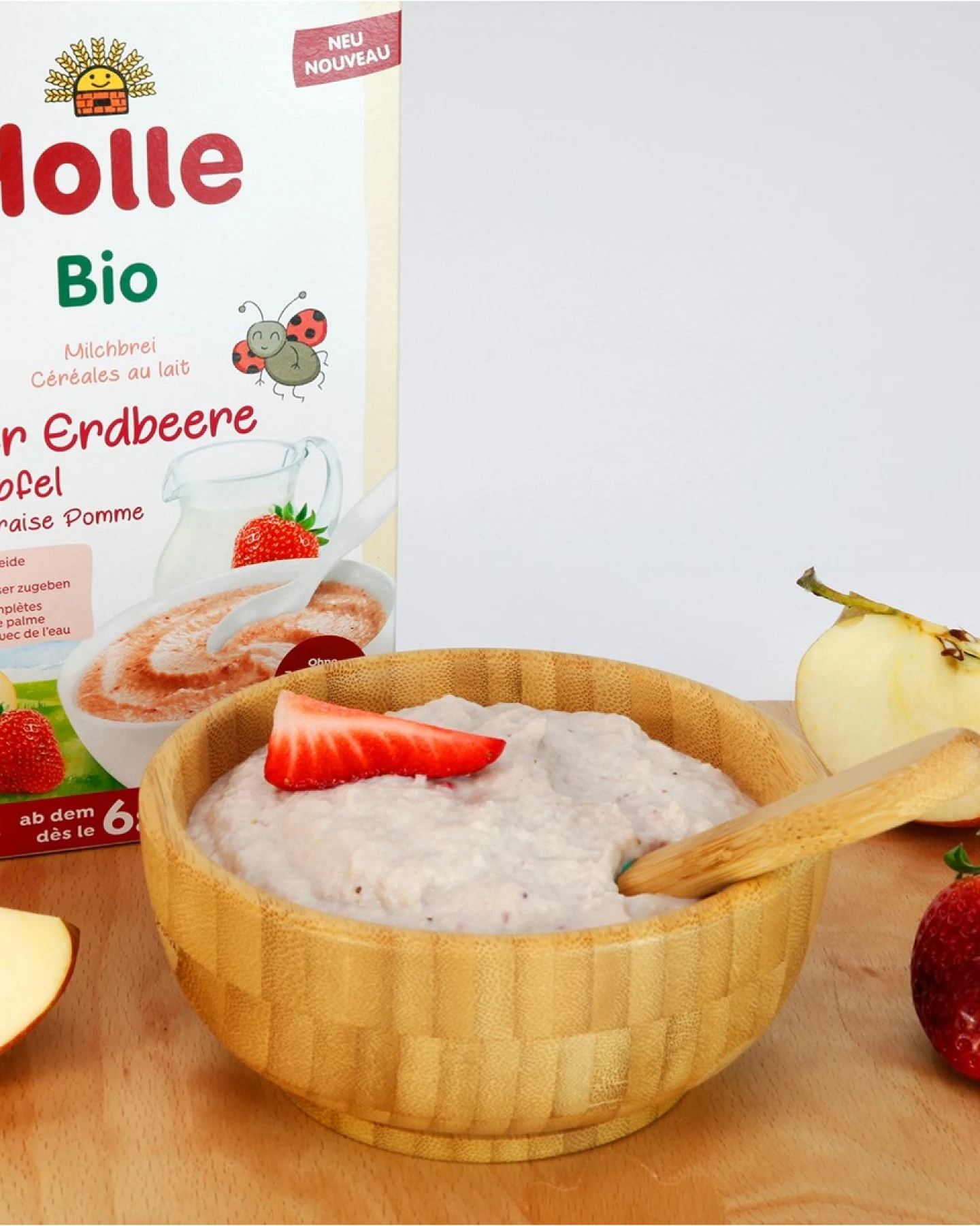 Holle Bio-Babybrei Milchbrei Hafer-Erdbeere-Apfel 250 g ab dem 6. Monat – Ansicht 2