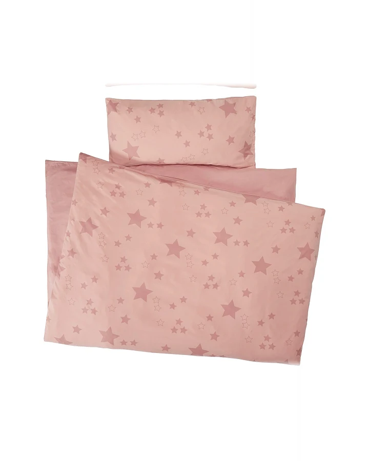 Kinderbettwäsche Bio-Baumwolle Stern Rosa Bettbezug 135 x 200 cm, Kissen 40 x 80 cm