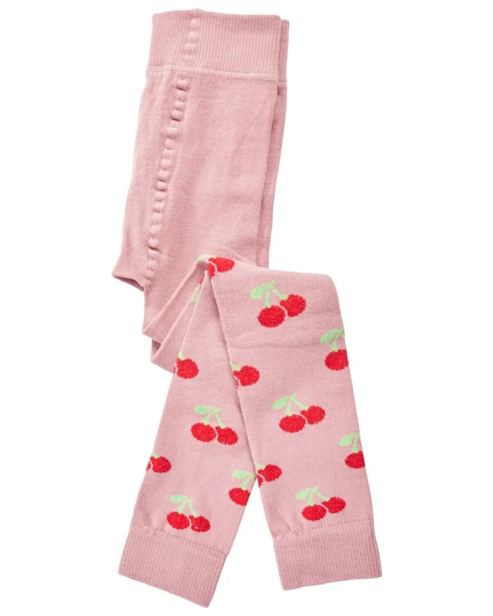 Kinder Leggings Bio-Baumwolle altrosa Kirschen Gr.1-2
