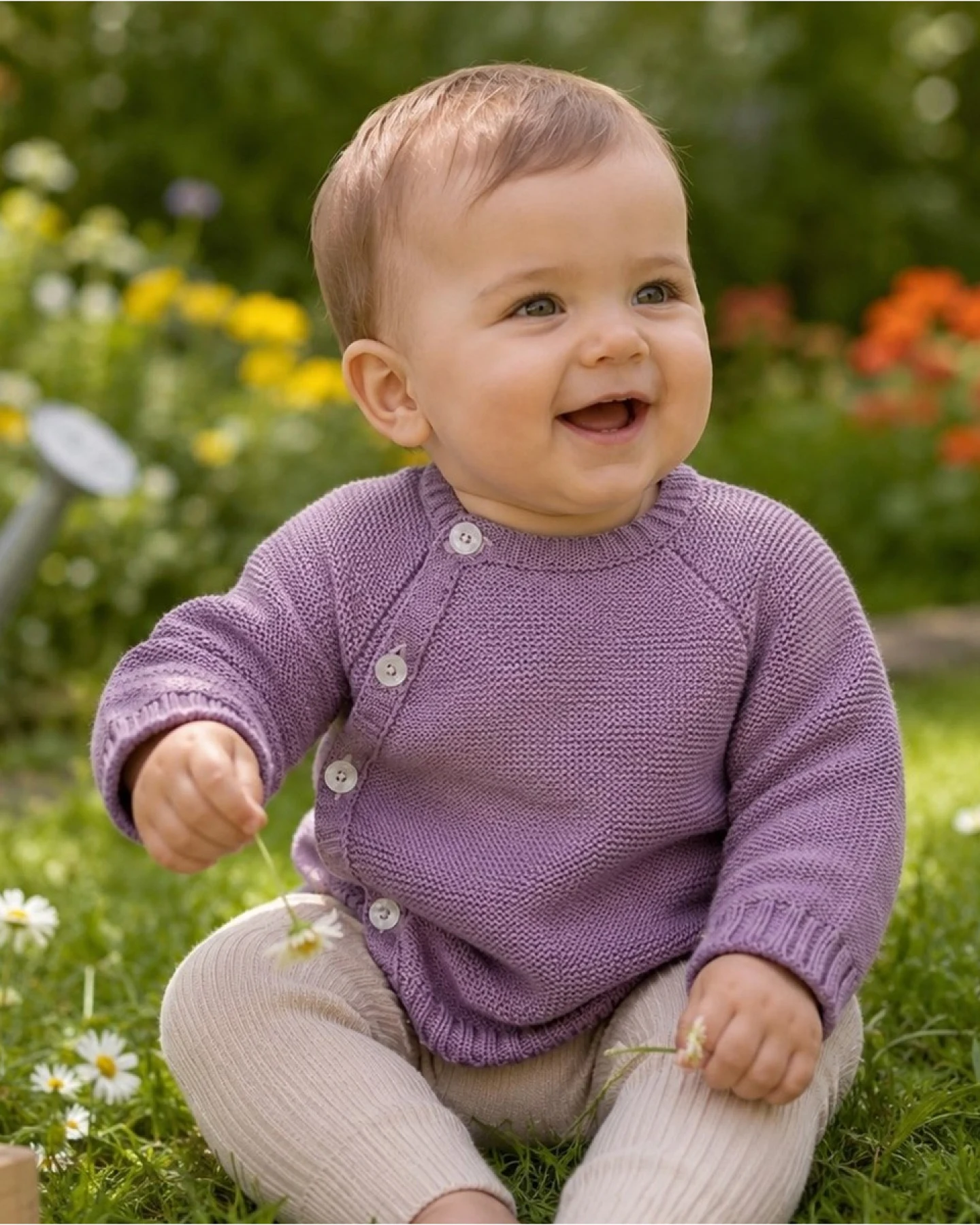 Baby Jacke Schlüttli Bio-Merinowolle lilac Gr.74/80 – Ansicht 2