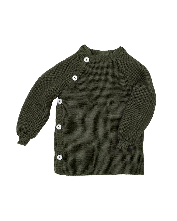 Baby Jacke Schlüttli Bio-Merinowolle wald Gr.50/56