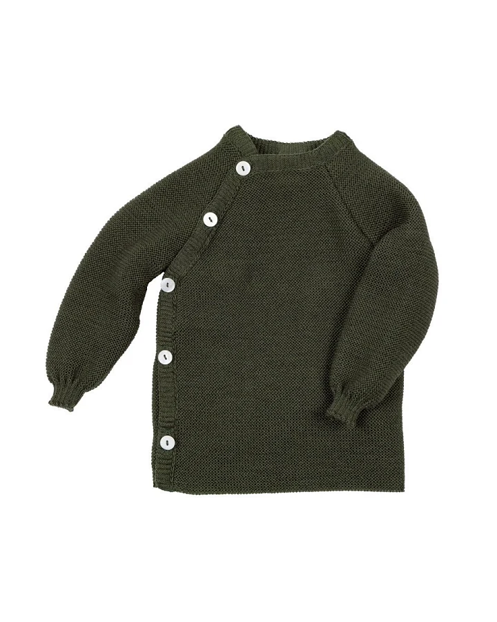 Baby Jacke Schlüttli Bio-Merinowolle wald Gr.50/56