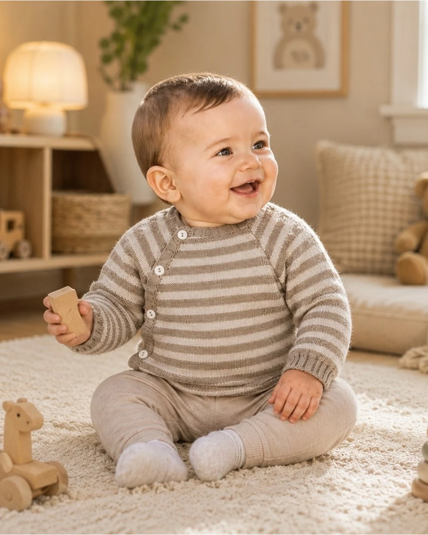 Baby Jacke Schlüttli Bio-Merinowolle savanne-natur Gr.50/56 – Ansicht 2