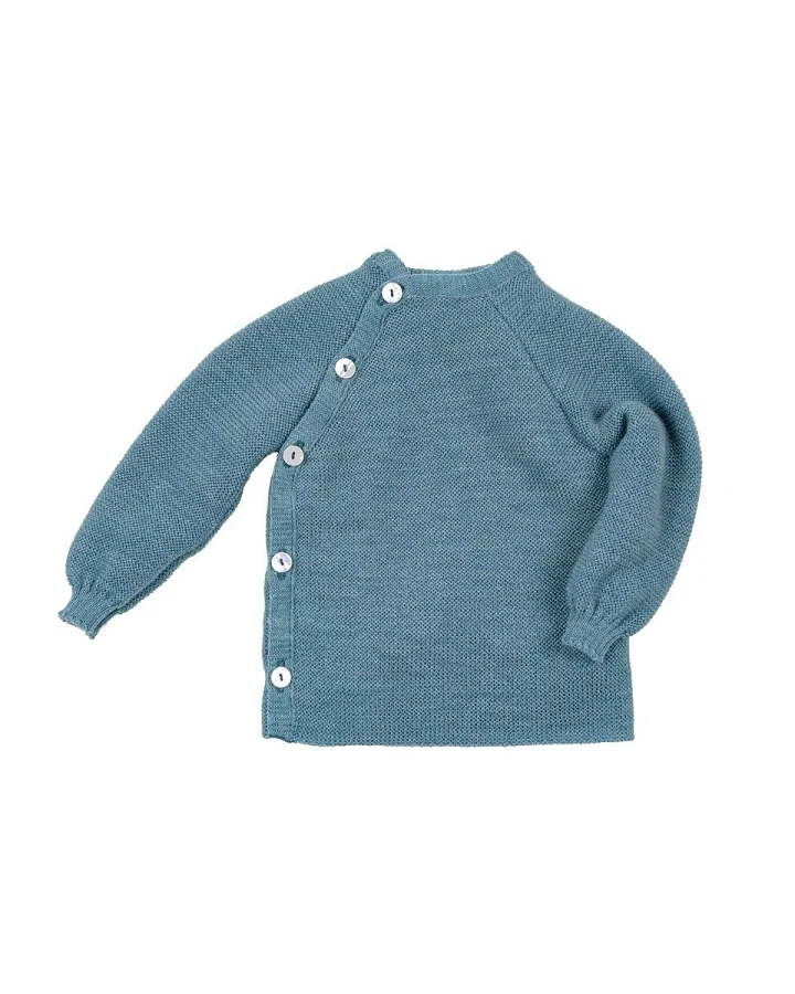 Baby Jacke Schlüttli Bio-Merinowolle aqua Gr.68/68