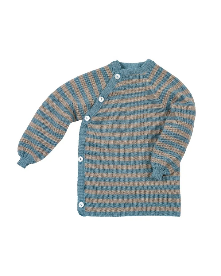 Baby Jacke Schlüttli Bio-Merinowolle aqua-savanne Gr.50/56