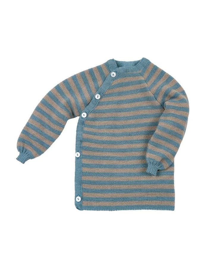 Baby Jacke Schlüttli Bio-Merinowolle aqua-savanne Gr.50/56