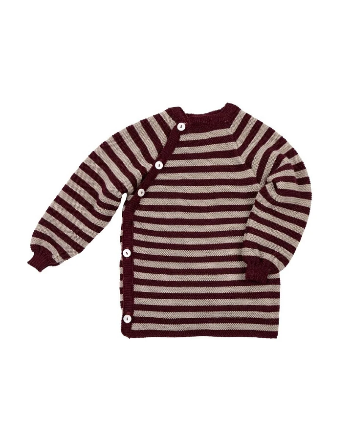 Baby Jacke Schlüttli Bio-Merinowolle schwarzkirsch-savanne Gr.62/68
