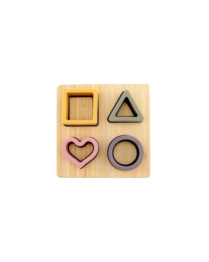 Steckspiel aus Silikon und Holz Maße 12 x 12 x 4 cm