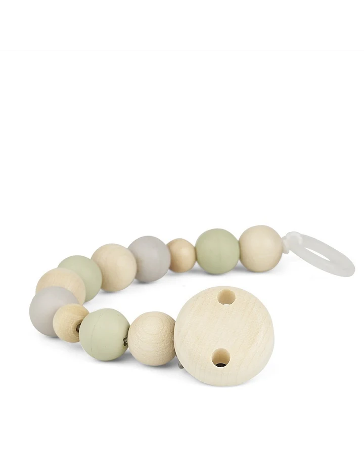 Schnullerkette mit Kautschuk- und Holzperlen, Frühling Länge 21 cm