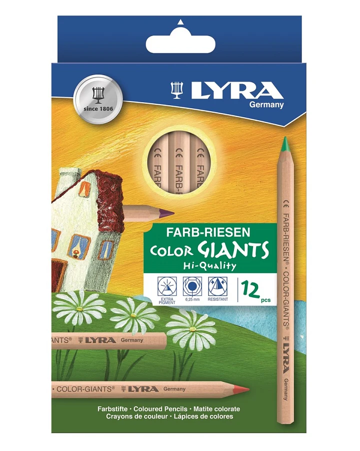 Lyra Buntstifte Farb-Riesen Color Giants, 12er Set Maße Stift 17,5 x 1 cm
