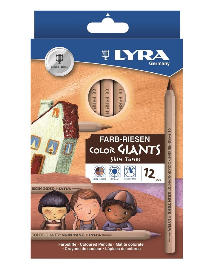 Lyra Buntstifte Farb-Riesen Color Giants, 12er Set, Hautfarben Maße Stift 17,5 x 1 cm