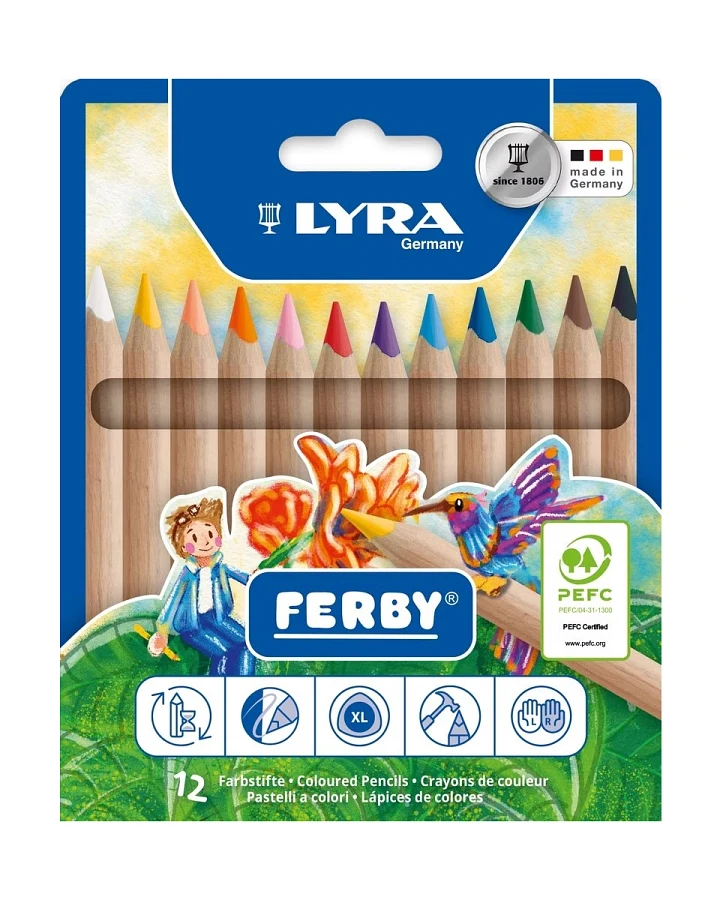 Lyra Buntstifte Ferby natur basic,12er Set Maße Stift 12 cm x 1 cm
