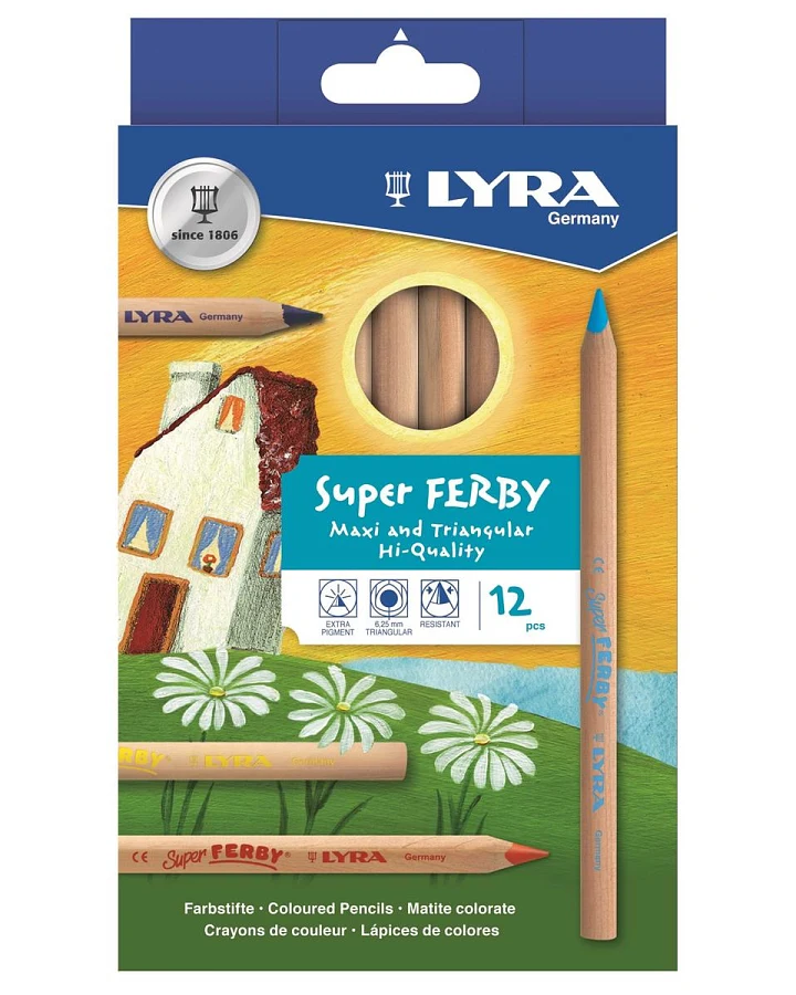 Lyra Buntstifte Super Ferby natur, 12er Set Maße Stift 17,5 x 1 cm