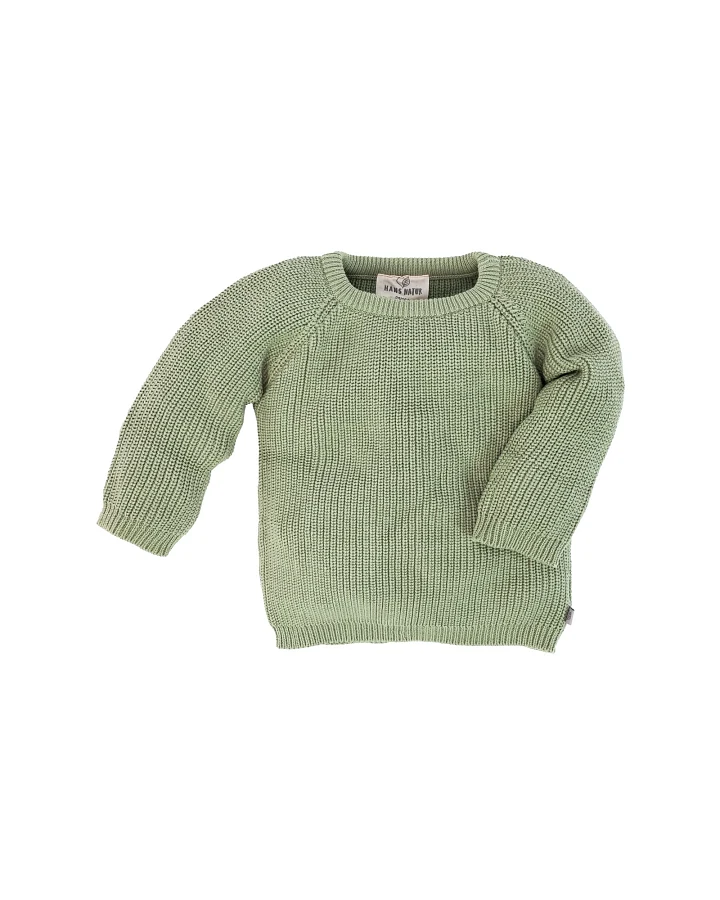 Baby und Kinder Pullover Grobstrick Bio-Baumwolle matcha Gr. 62/68