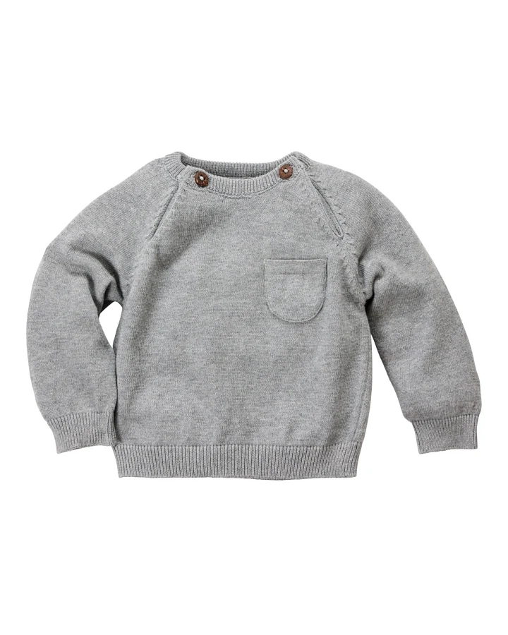 Baby und Kinder Pullover Feinstrick Bio-Baumwolle graphit Gr. 62/68