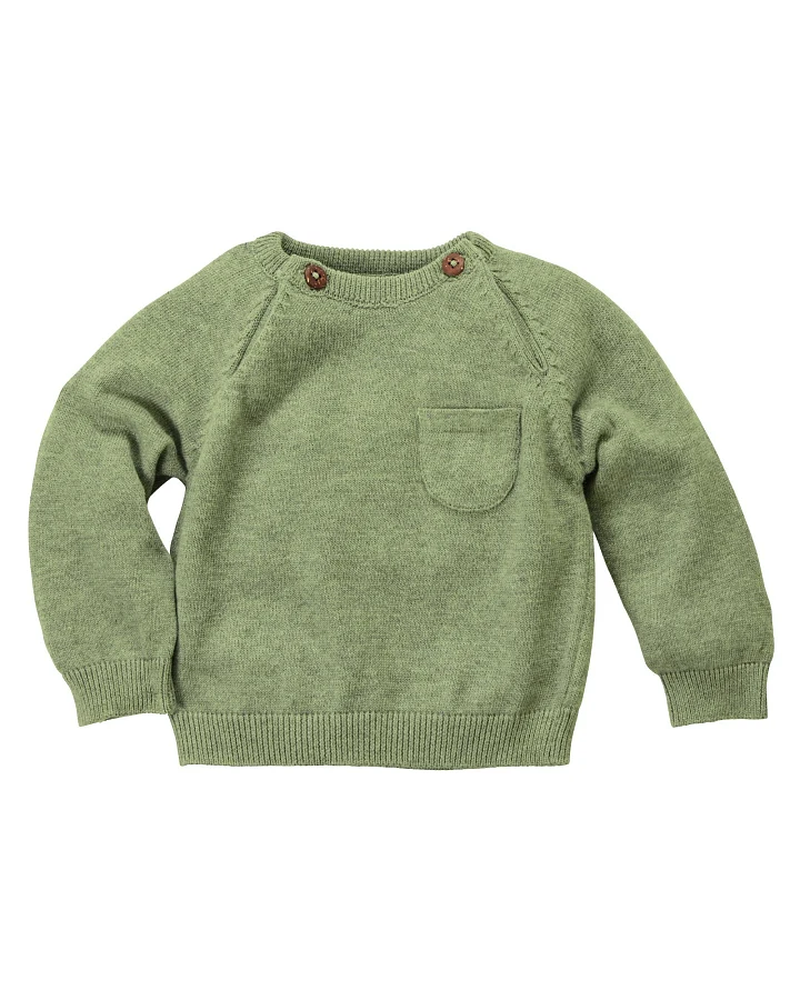 Baby und Kinder Pullover Feinstrick Bio-Baumwolle matcha Gr. 62/68