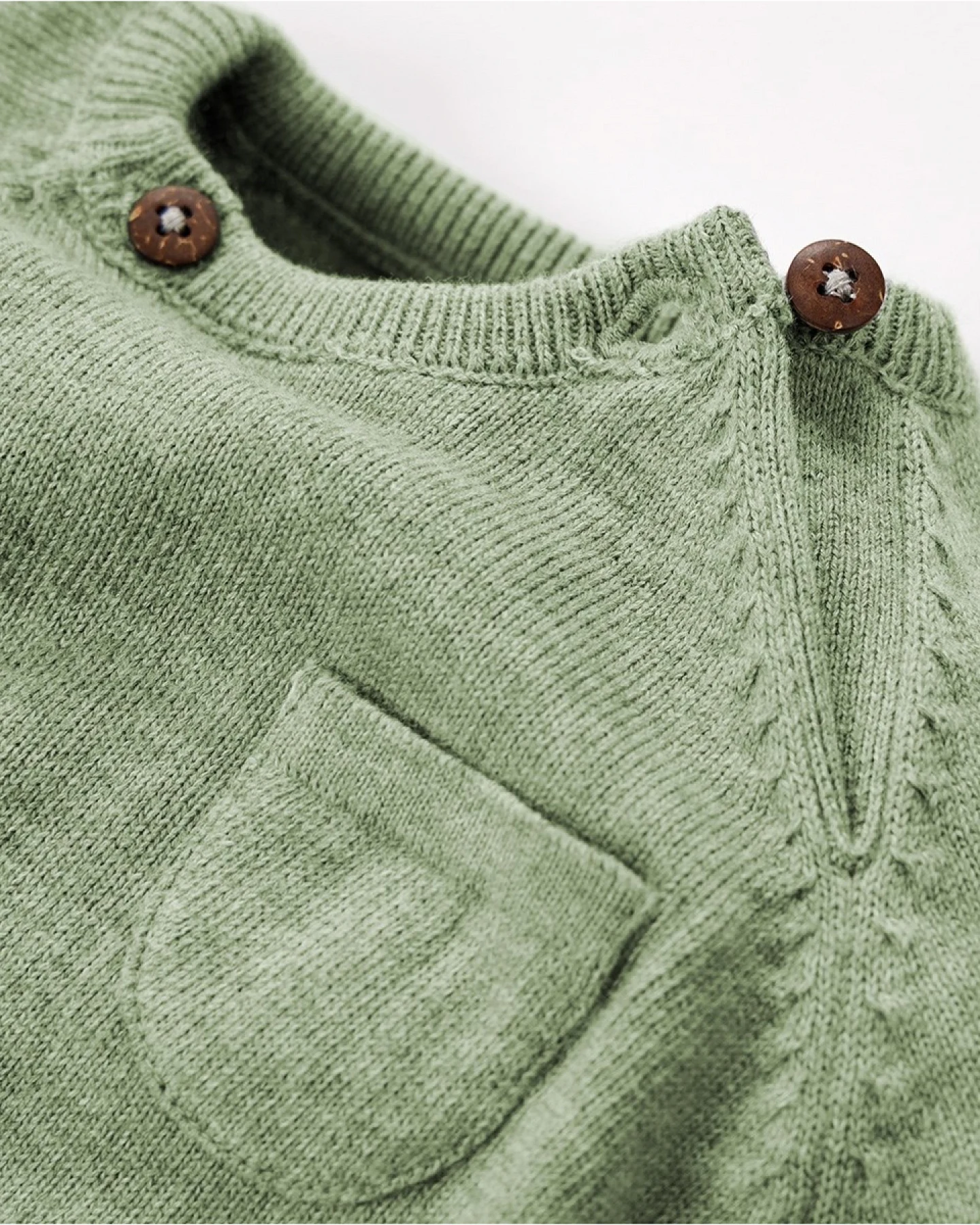 Baby und Kinder Pullover Feinstrick Bio-Baumwolle matcha Gr. 74/80 – Ansicht 2