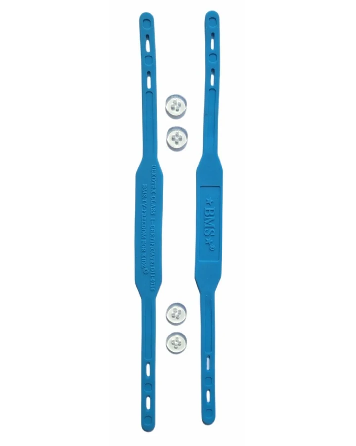 BMS Ersatz Fußstege für Regenhose Silicon Harbour Straps hellblau 2er Set, inklusive Knöpfe