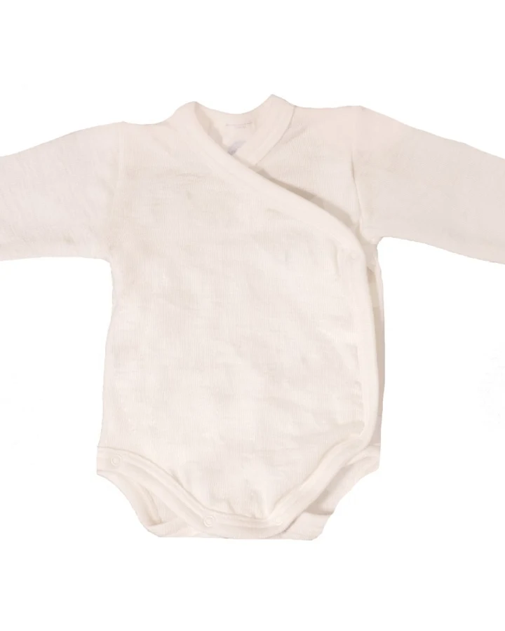 Cosilana Baby Wickelbody Langarm Wolle Seide natur Gr.50/56