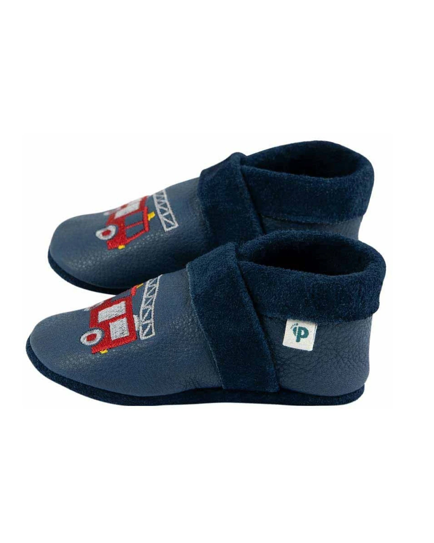 Baby und Kinder Lederpuschen Krabbelschuhe Feuerwehr blau Gr.27/28 – Ansicht 2