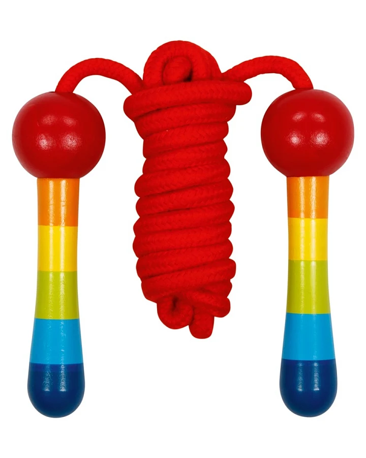 goki Springseil mit Holzgriffen Regenbogen Länge ca. 2 m