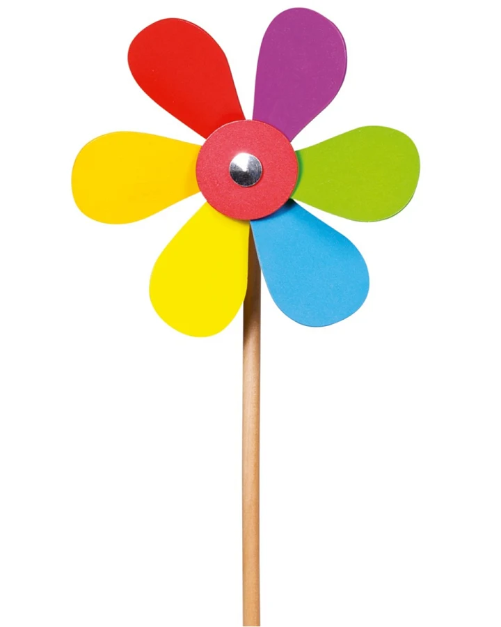 goki Windmühle aus Holz Blume bunt Höhe 37 cm, Durchmesser 14,5 cm