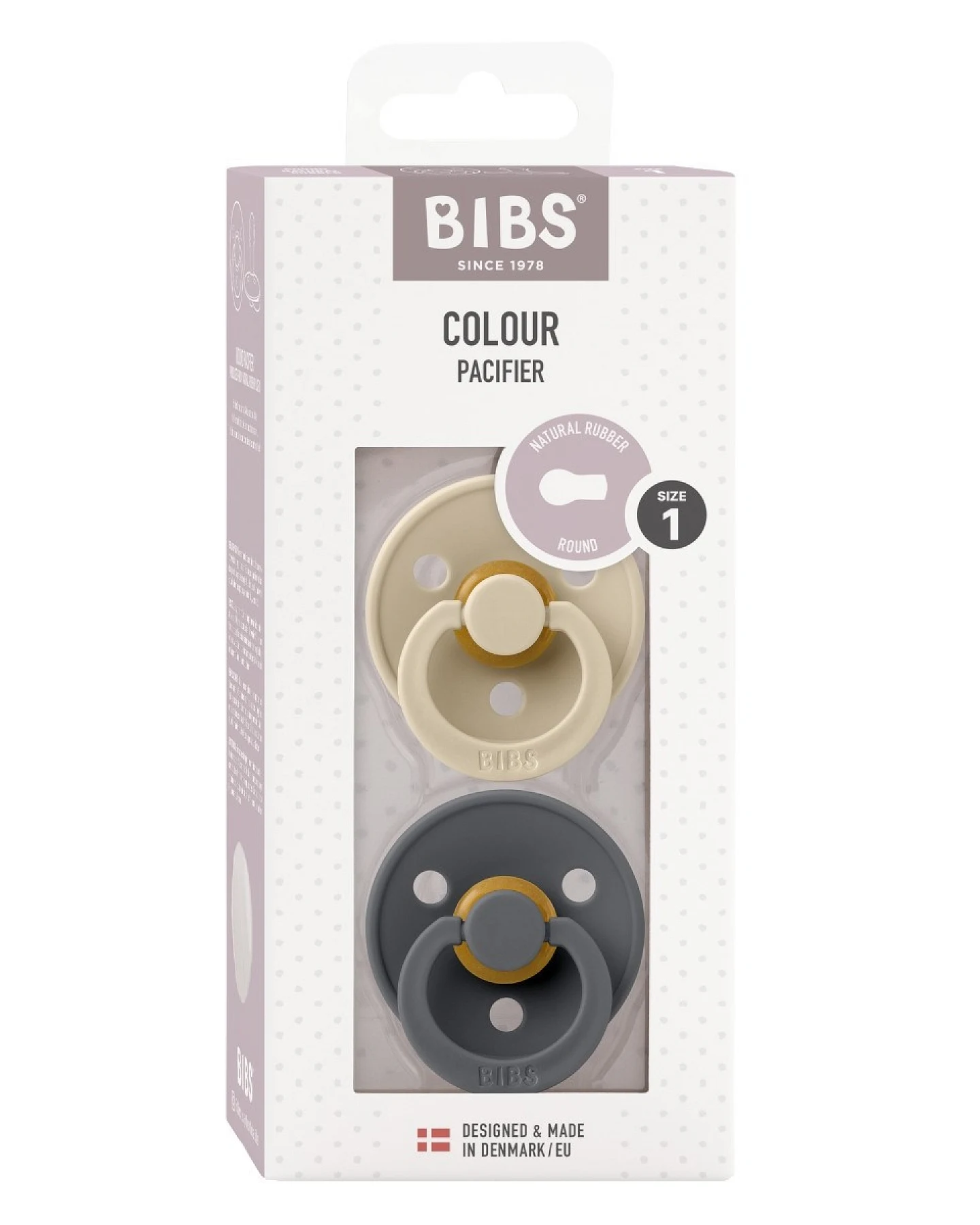 BIBS Schnuller Naturlatex "Colour" 2er Pack kirschförmig vanilla-iron 0-6 Monate – Ansicht 2
