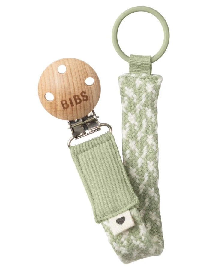 BIBS Schnullerkette Bio-Baumwolle Pacifier Braid Sage Ivory Maße 22 x 2 cm