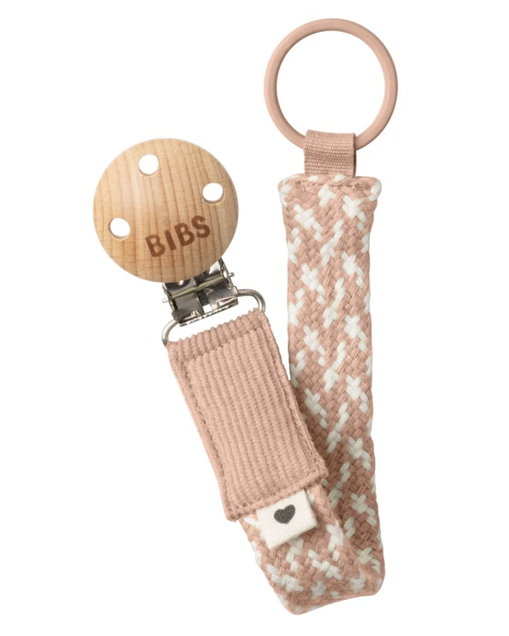 BIBS Schnullerkette Bio-Baumwolle Pacifier Braid Blush Ivory Maße 22 x 2 cm
