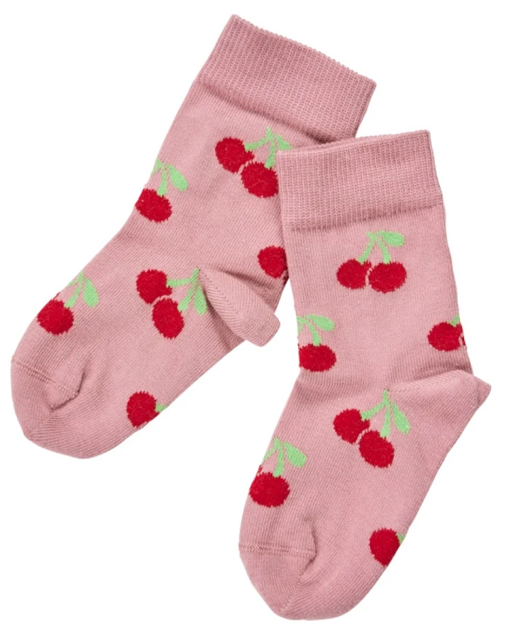 Kinder Socken Baumwolle (kbA) Kirschen altrosa Gr.3-4
