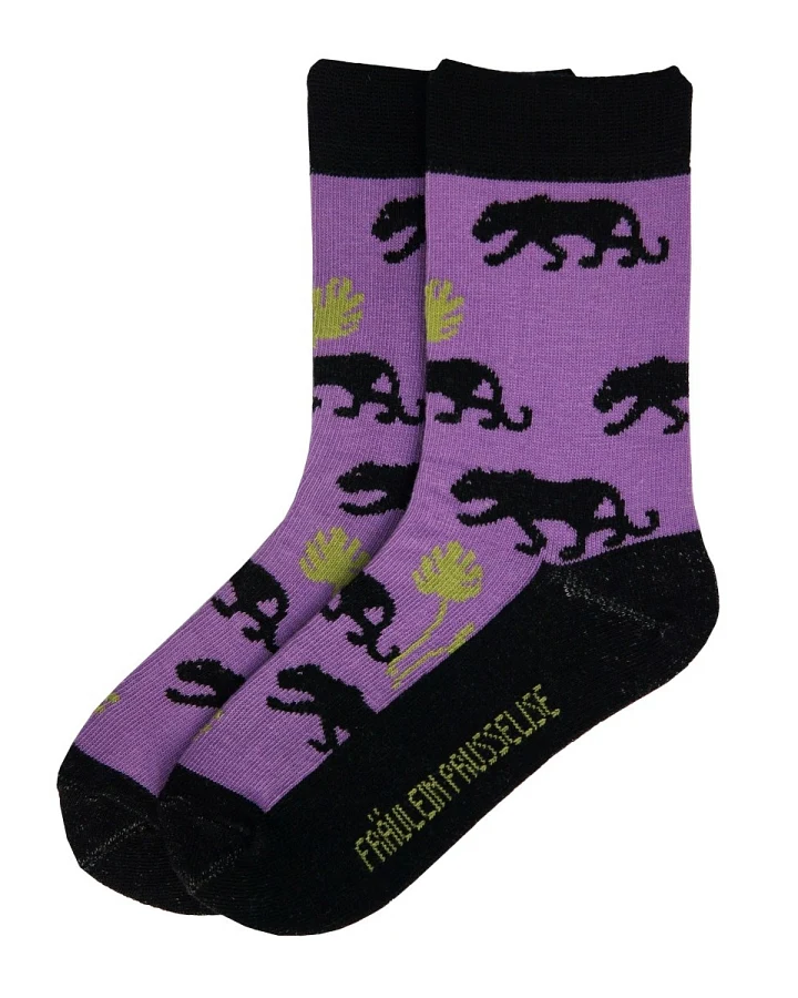 Kinder Socken Panther lila Gr.23-26
