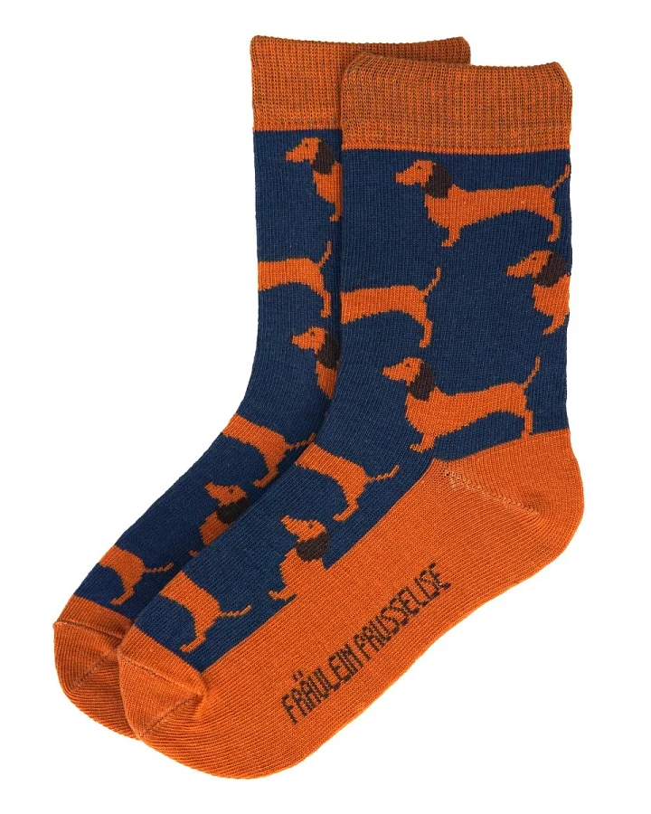 Kinder Socken Dackel orange Gr.27-30