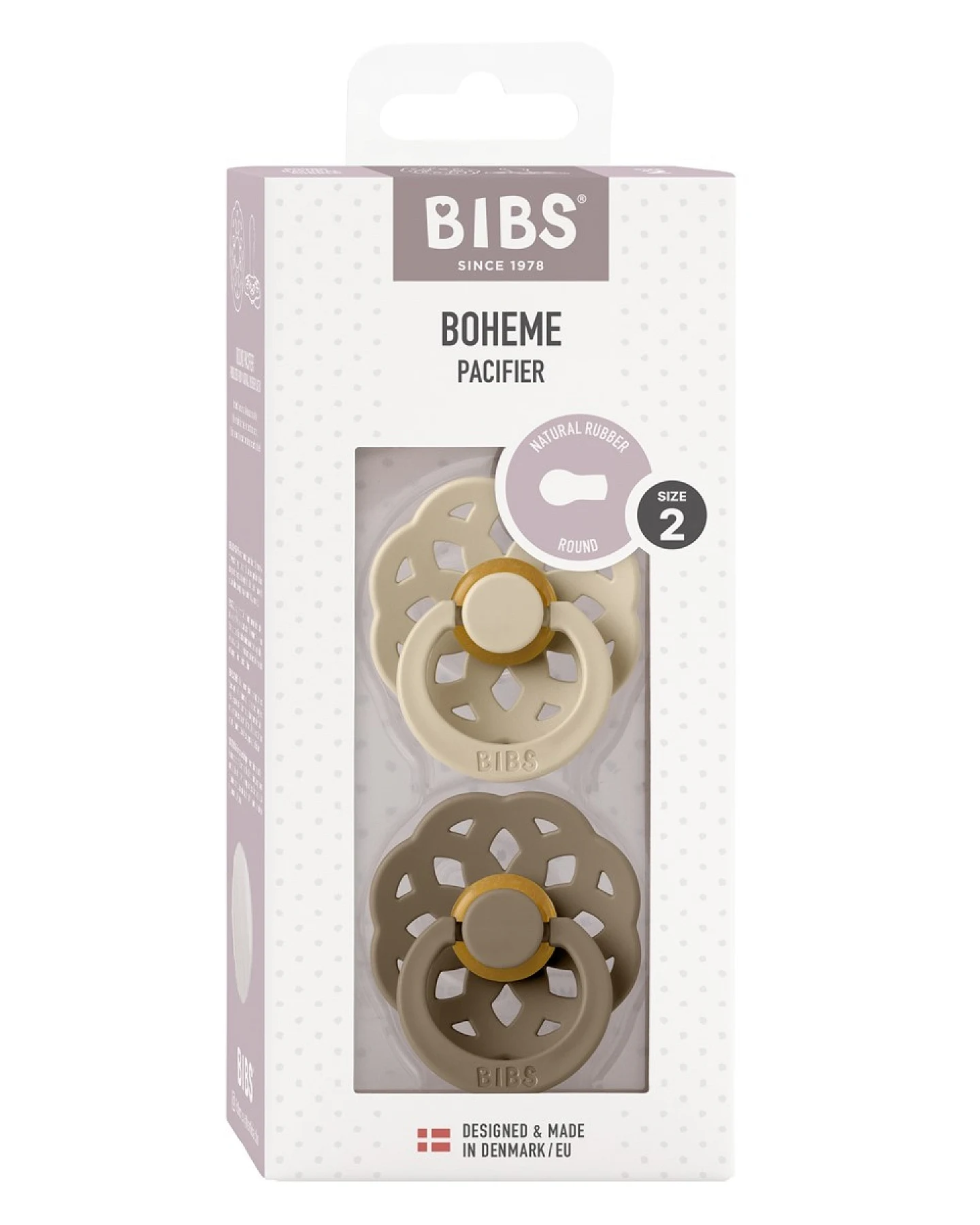 BIBS Schnuller Naturlatex "Boheme" 2er Pack kirschförmig vanilla-dark ouk 6-18 Monate – Ansicht 2