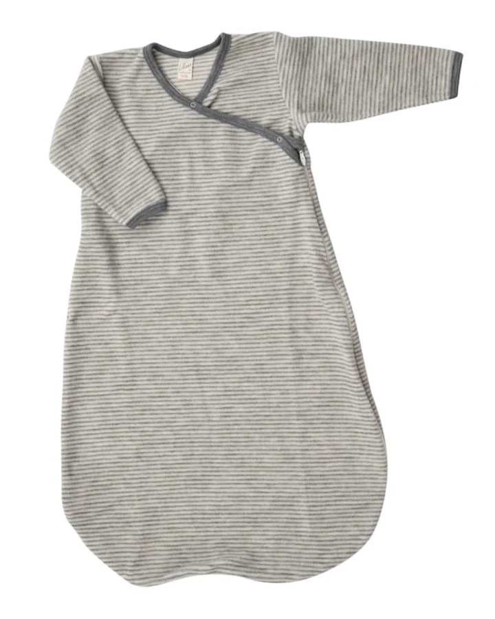 Lilano Schlafsack Baby Bio-Merinowolle Frottee-Plüsch grau-natur Gr.50/56
